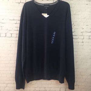 Lands End Navy V-neck Sweater Sz XL